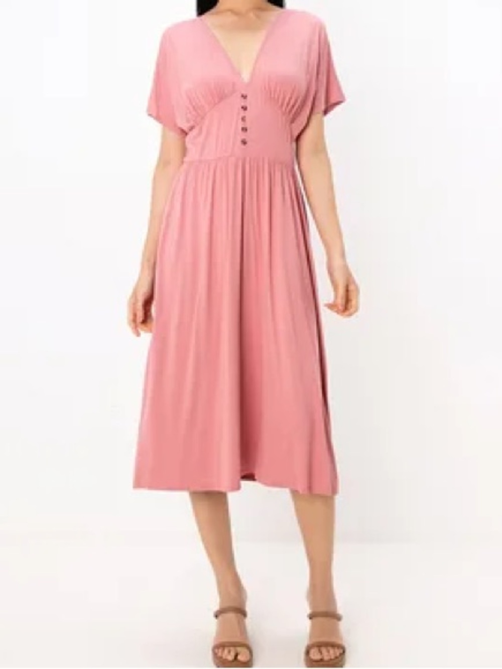 ASOS Women’s Flutter-Sleeve Rose Midi Dress Button-Front Bodice Boho Size 10